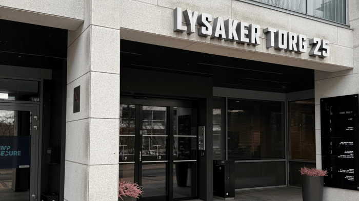 Inngangspartiet på Telaris sine nye kontorer i Oslo